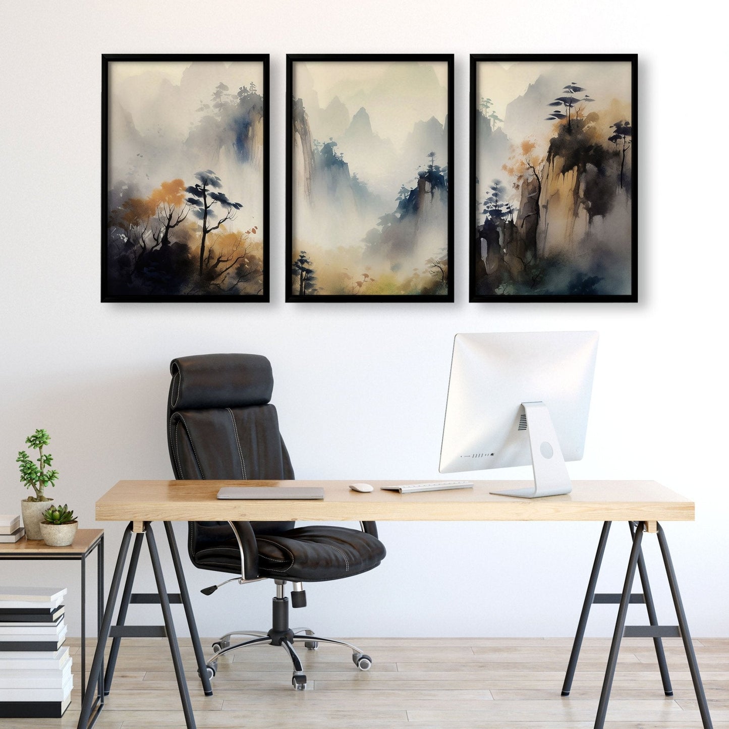 Set of 3 Framed Pictures | Set of 3 Asian Inspired Wall art Prints