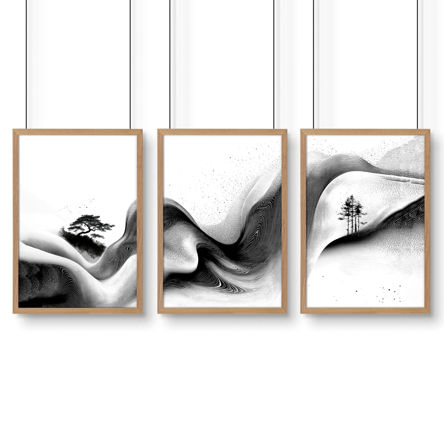 Set of Three Framed Wall Art | Set of 3 Asian Inspired Wall art Prints