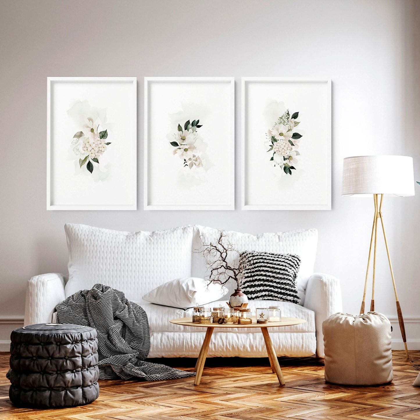 Wall art sets of 3 for living room | Shabby Chic wall art prints