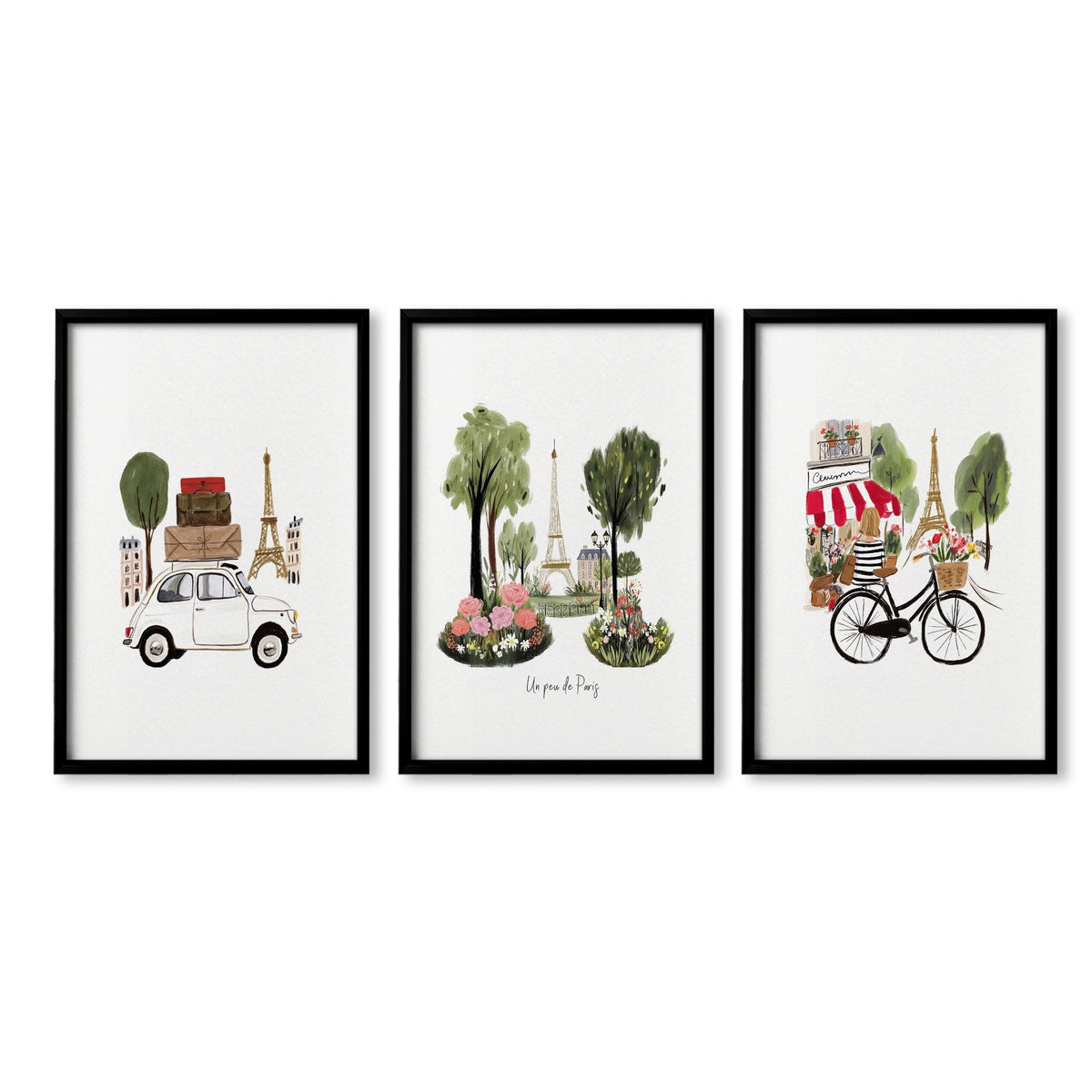 Paris Wall Art Decor "Un peu de Paris" Eiffel Tower Travel Prints | Set of 3