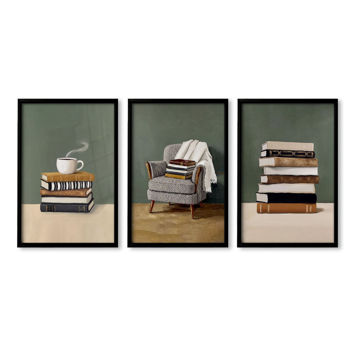 Artwork for the Living Room Bohemian Books & Reading Nook Wall Art Prints | Set of 3