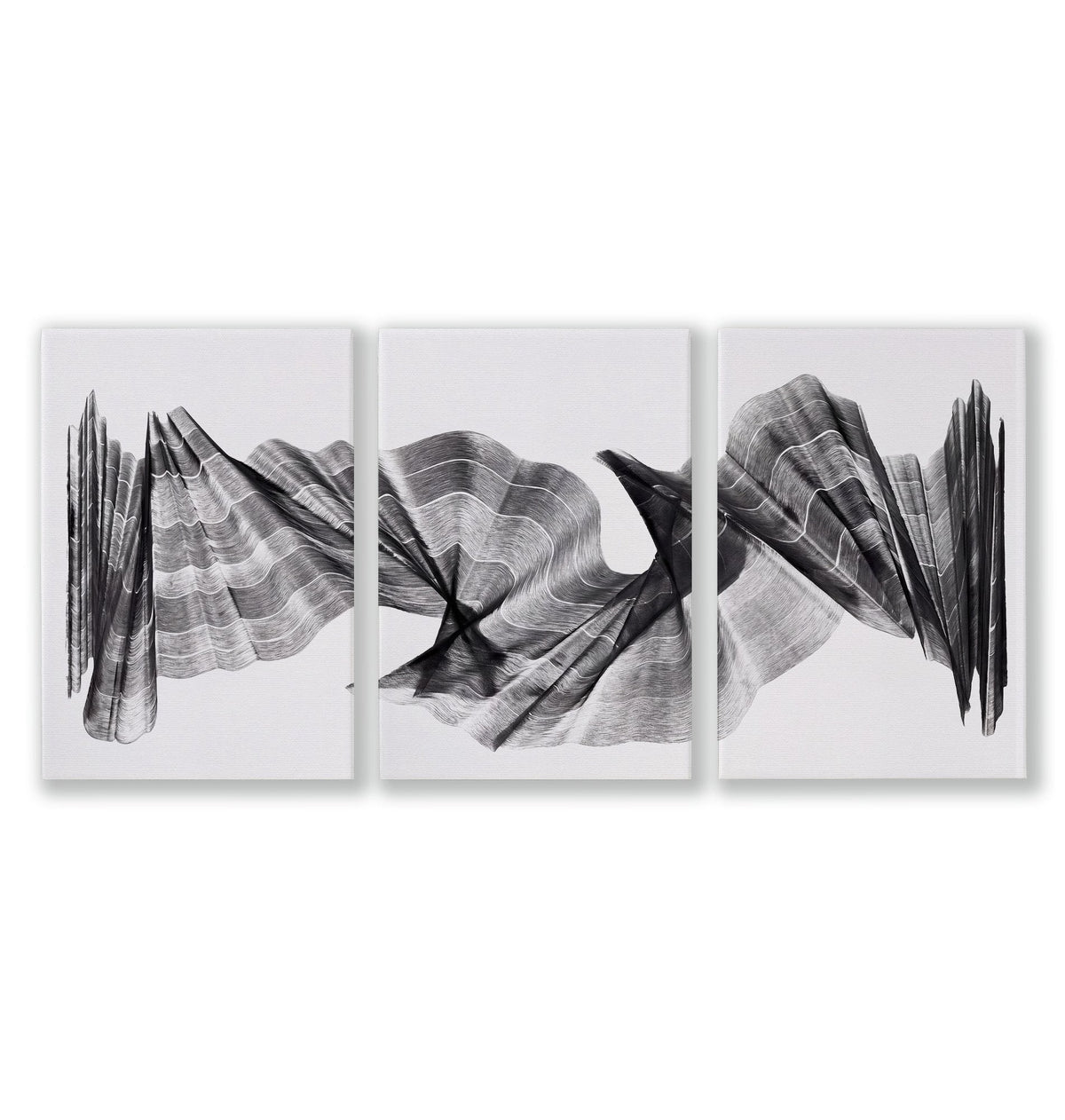 Abstract Art Painting Charcoal Flowing Forms Wall Art Prints | Set of 3