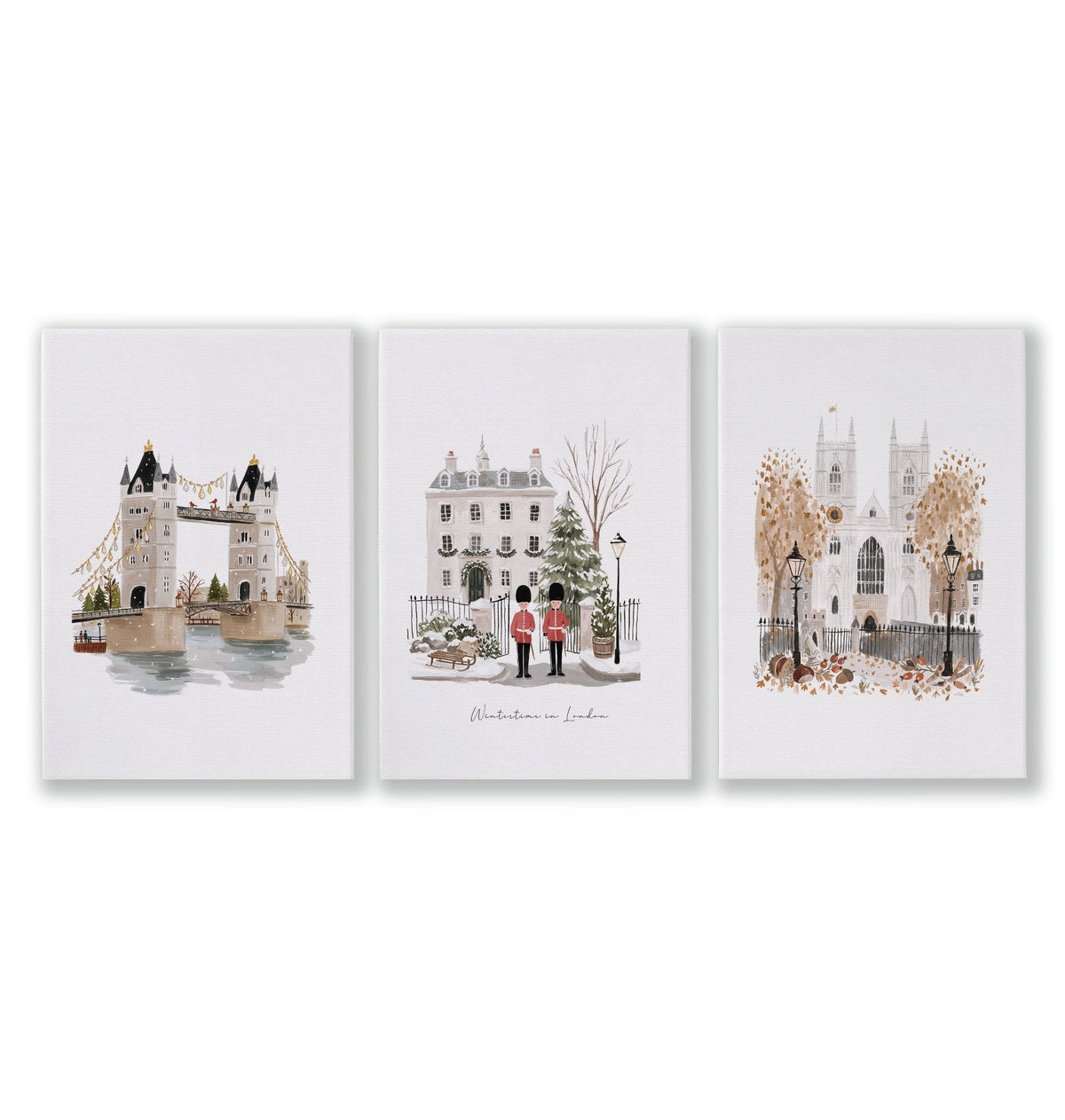 Picture for a Kitchen London Bridge Travel Wall Art Prints | "Wintertime in London" | Set of 3