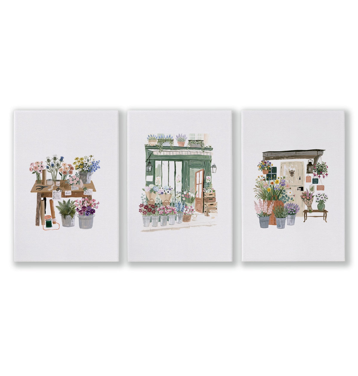 Kitchen Prints Cottage Flower Shop Wall Art | Set of 3