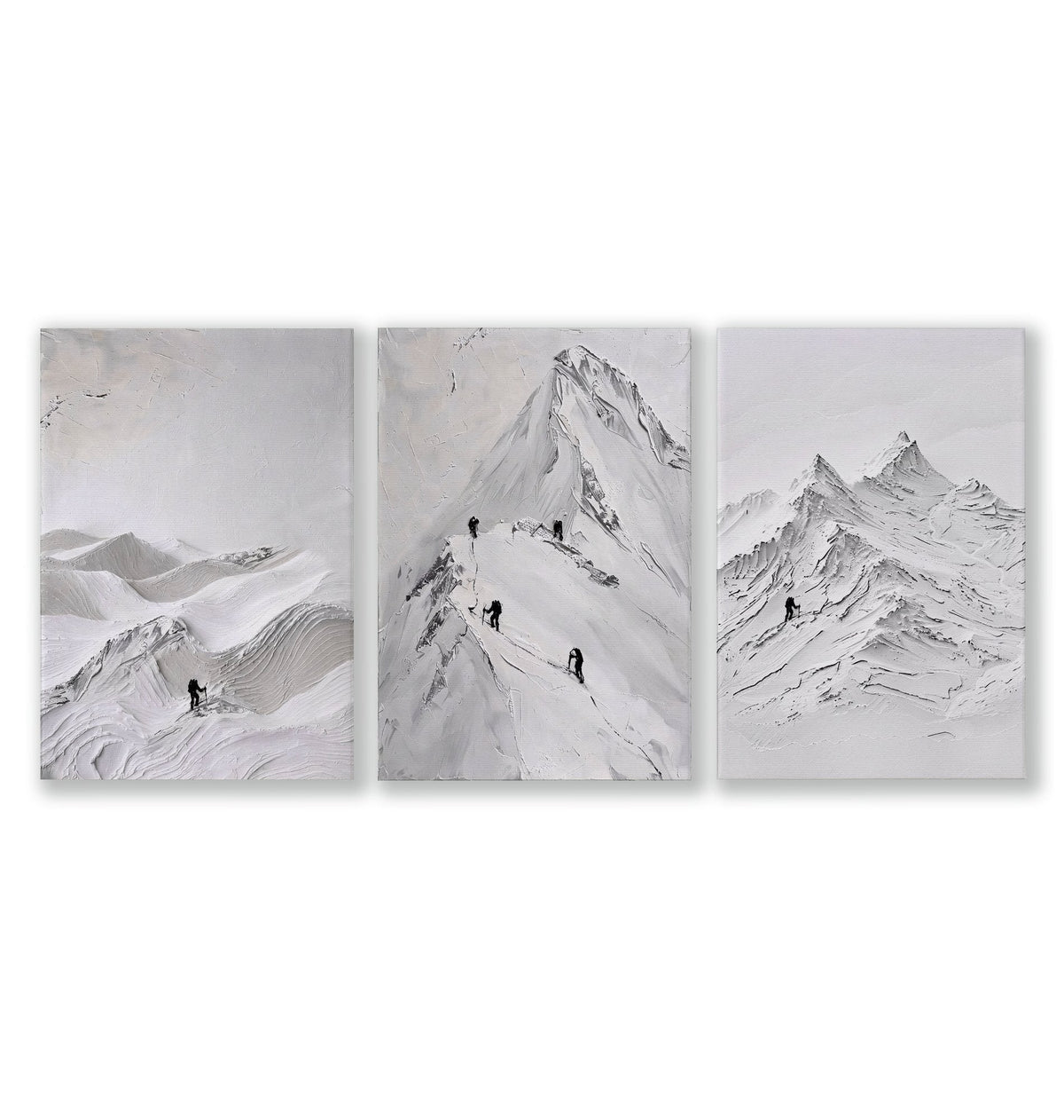White Wall Art Scandi Mountain Climbers Landscape Art Prints | Set of 3