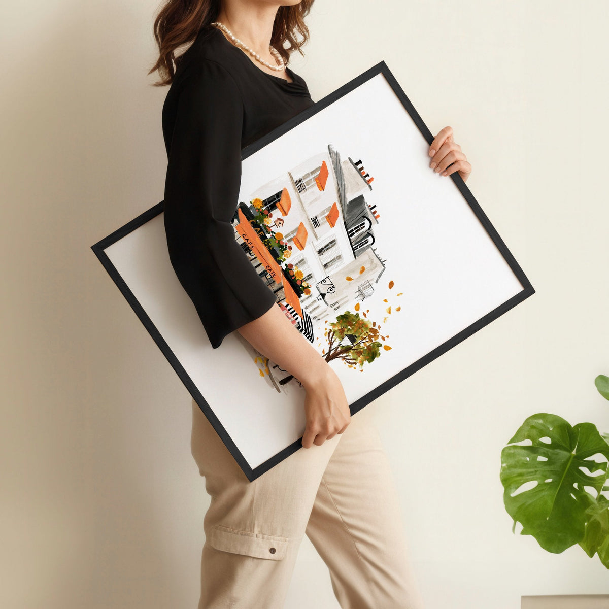 Paris Fireplace Wall Art | Autumn Eiffel Tower, Montmartre Café & Notre-Dame Watercolour Prints "Paris aux couleurs de l'automne" | Set of 3