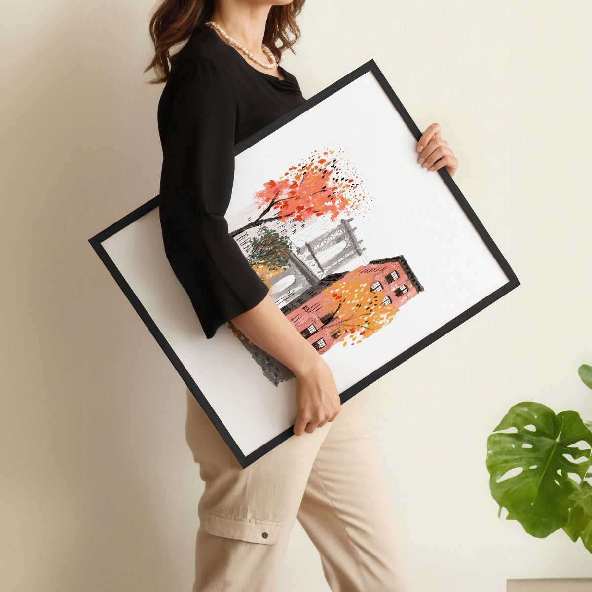 Hallway Wall Art Ideas New York Autumn Watercolour Travel Prints | "Autumn in New York" | Set of 3