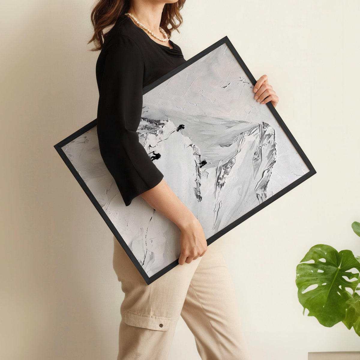 White Wall Art Scandi Mountain Climbers Landscape Art Prints | Set of 3