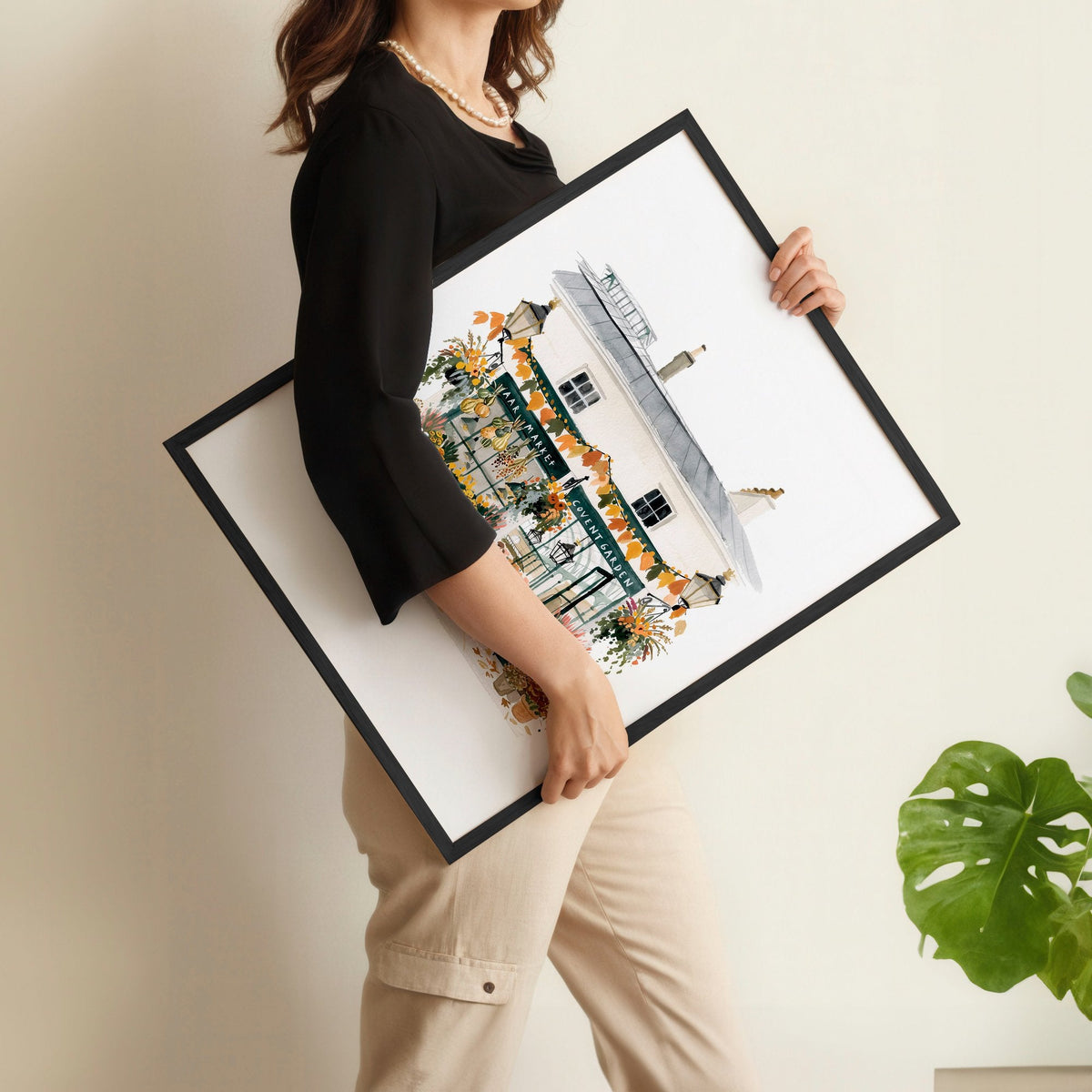 Canvas for Hallway London Travel Wall Art Prints | "Wintertime in London" Covent Garden Set of 3