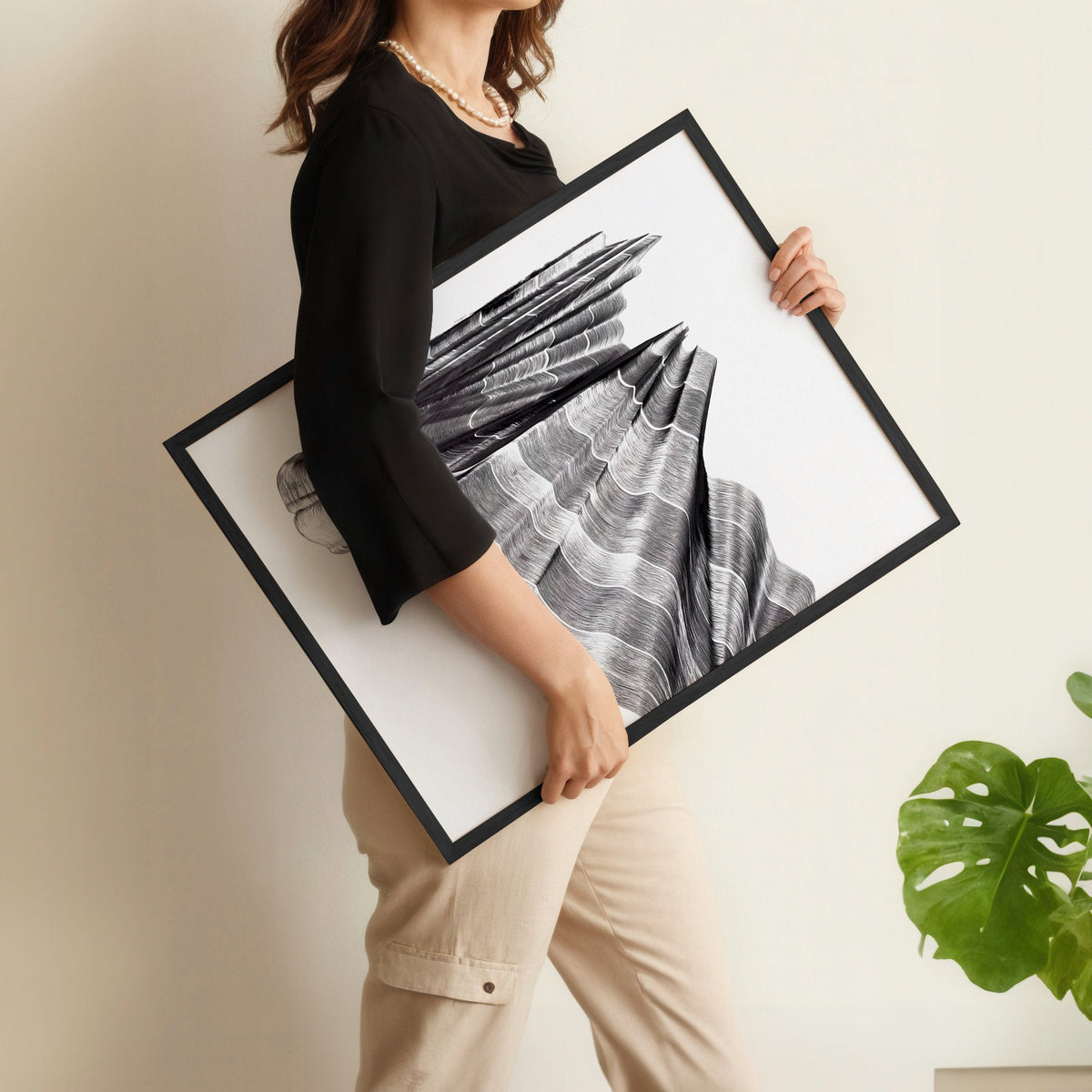 Abstract Art Painting Charcoal Flowing Forms Wall Art Prints | Set of 3