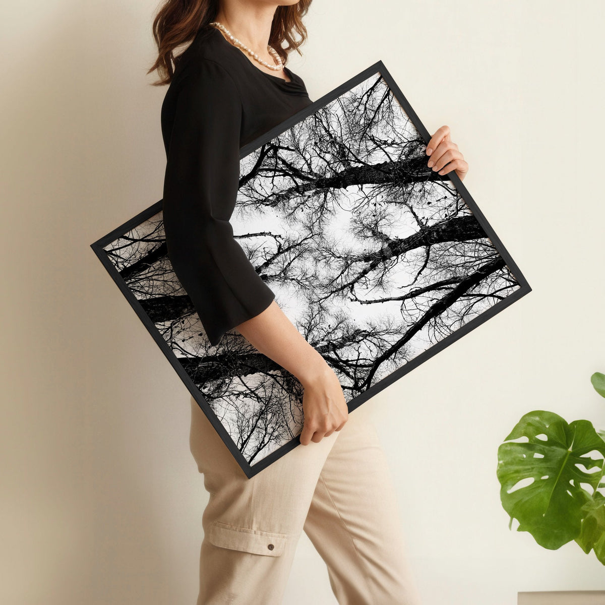 Black White Canvas Prints Forest & Winter Nature Photography Wall Art | Set of 3
