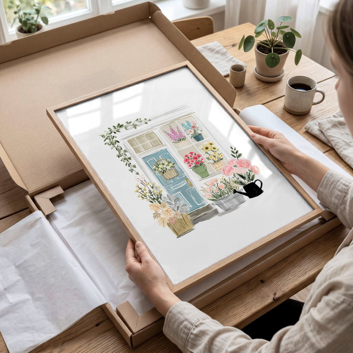 Pink Art Botanical Flower Shop & Market Cart Wall Art Prints | Set of 3
