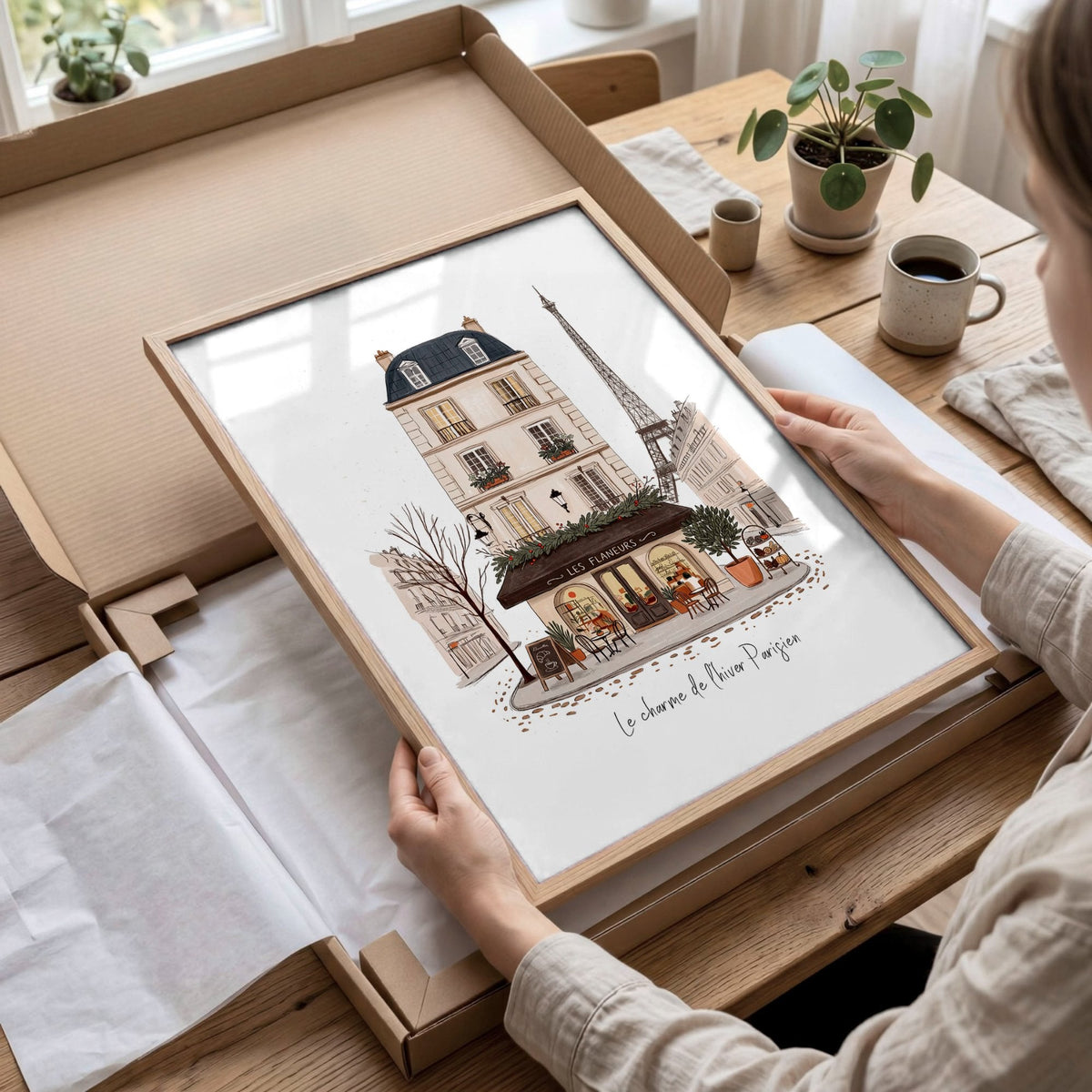 Wall Art Unique Paris Street Scene Prints | "Le Charme de l'Hiver Parisien" | Set of 3
