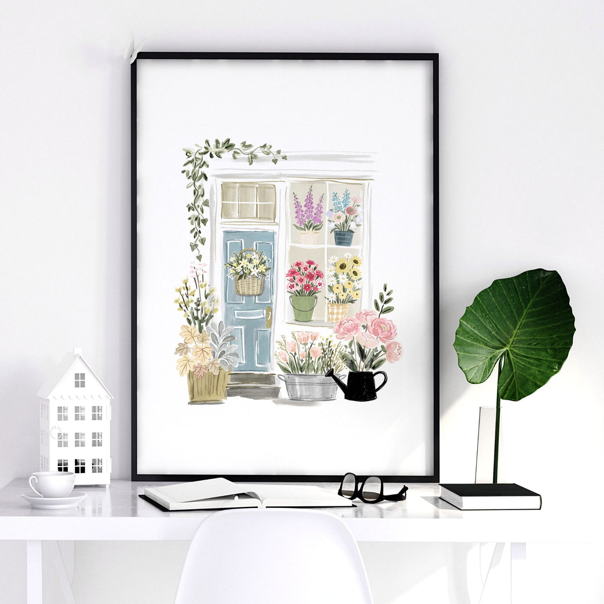 Pink Art Botanical Flower Shop & Market Cart Wall Art Prints | Set of 3