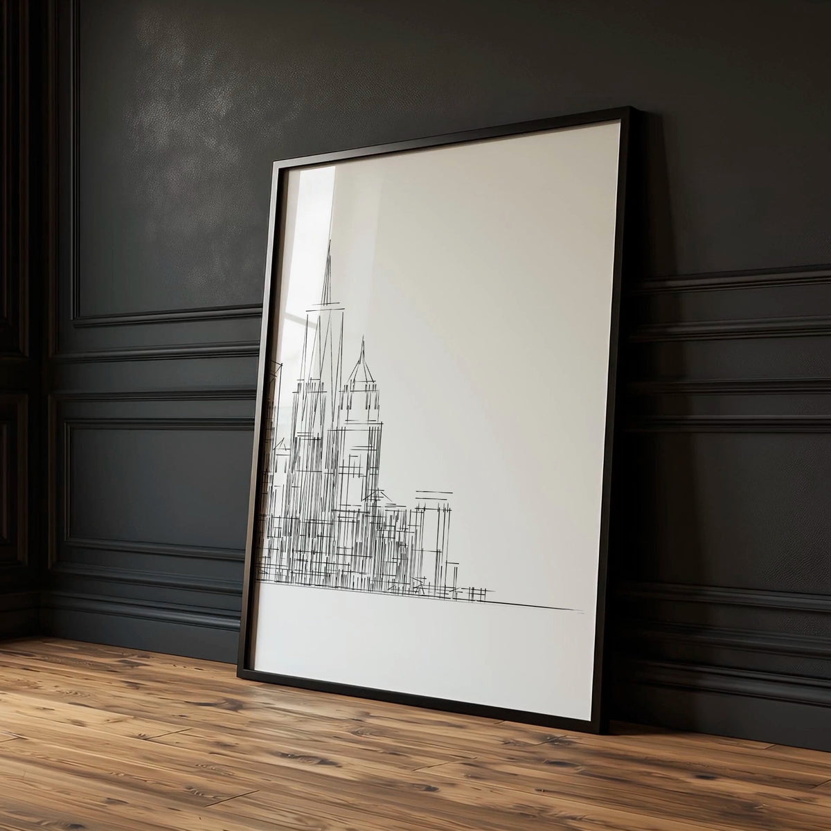 Posters Black and White New York Skyline Line Art Skyscraper Prints | Set of 3