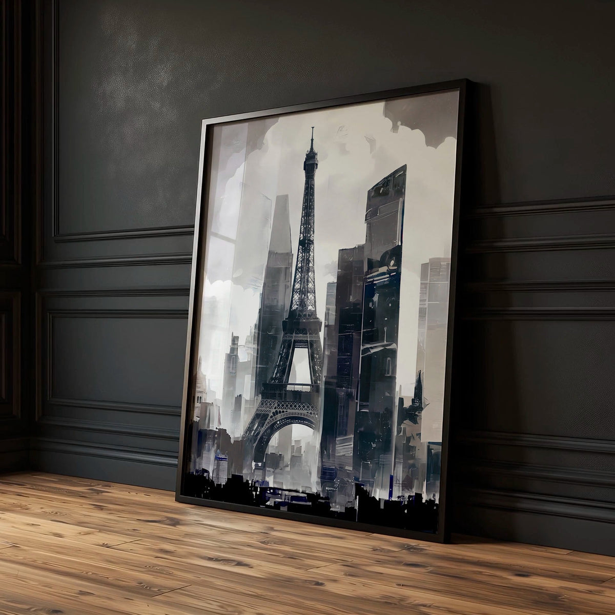 Modern Wall Art for Dining Room Paris Skyline Grey Watercolour Eiffel Tower & Sacré-Cœur Art Prints | Set of 3
