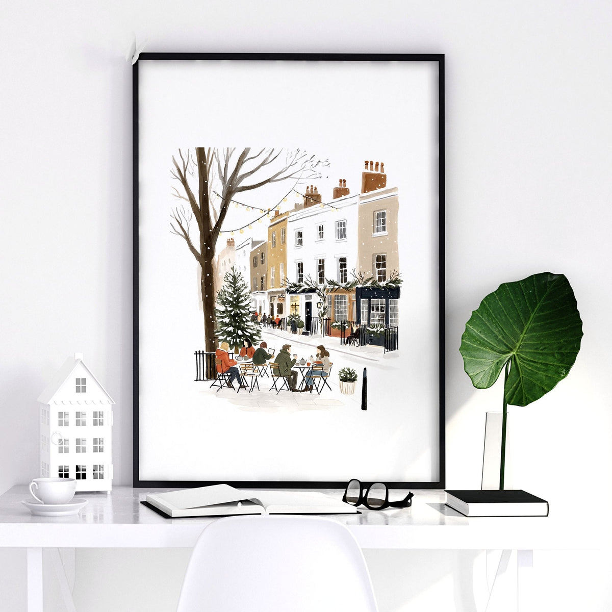 Canvas for Hallway London Travel Wall Art Prints | "Wintertime in London" Covent Garden Set of 3
