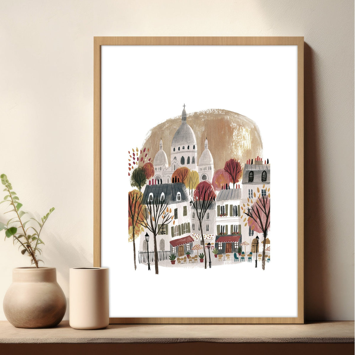 3 Pictures on Wall Autumn Paris Eiffel Tower & Louvre Travel Art Prints | "Une Pause à la Parisienne" | Set of 3