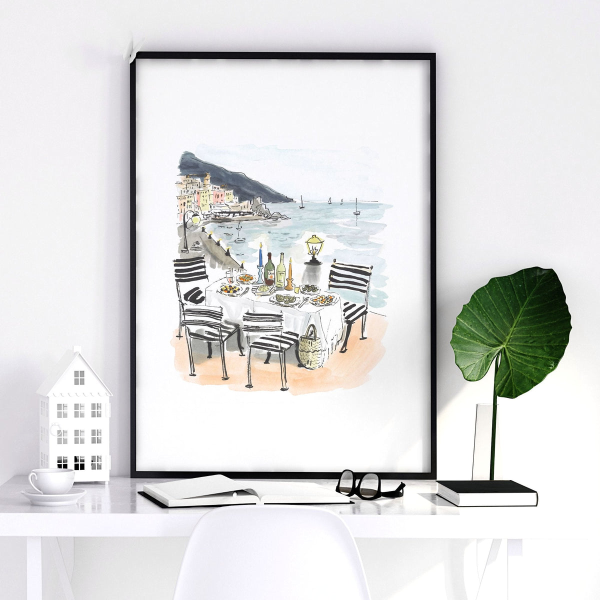 Wall Art for a Dining Room | Mediterranean Coastal Watercolour "Solo di Amalfi" | Set of 3