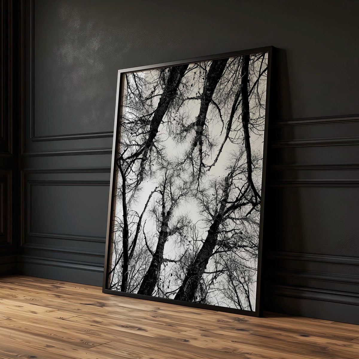 Black White Canvas Prints Forest & Winter Nature Photography Wall Art | Set of 3