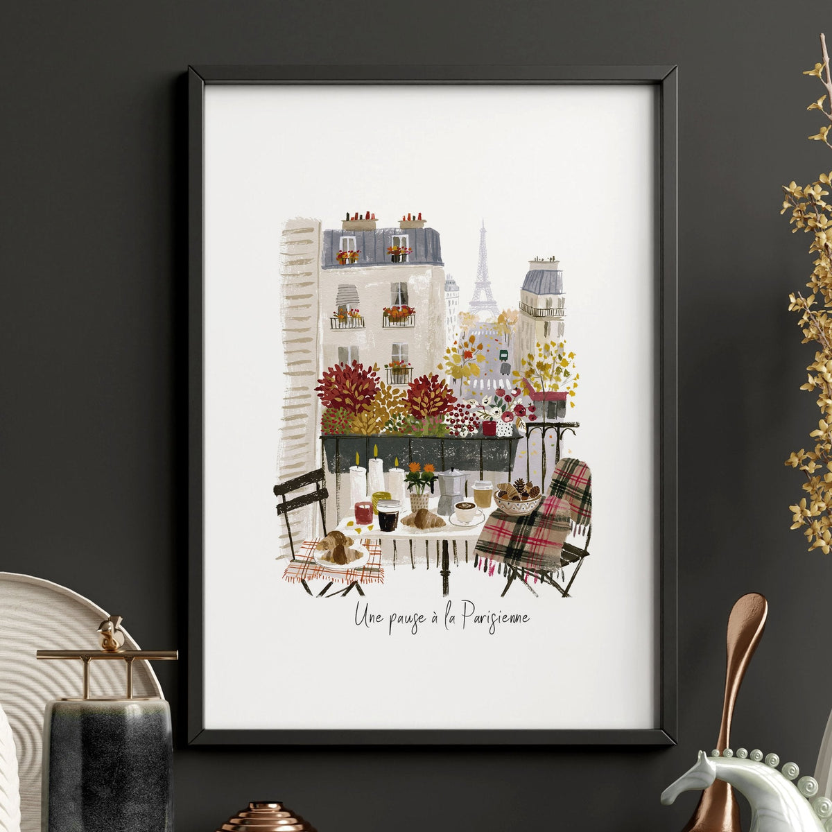 Paris Travel Wall Art Pieces | "Paris sous un ciel d'hiver" Illustrated Street Scenes | Set of 3