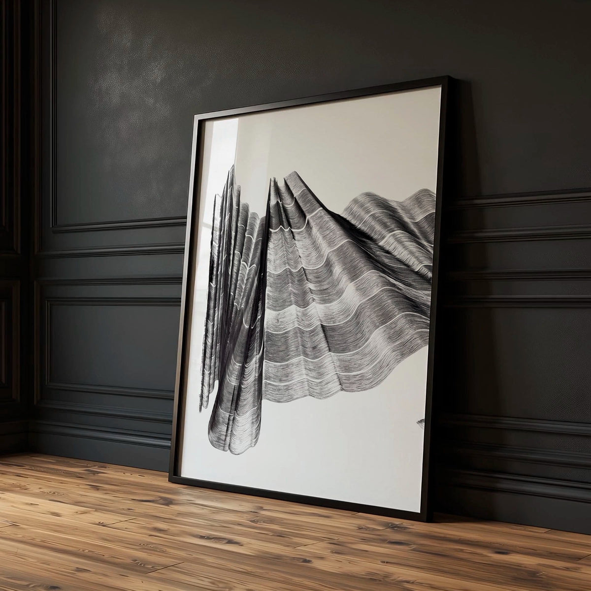 Abstract Art Painting Charcoal Flowing Forms Wall Art Prints | Set of 3