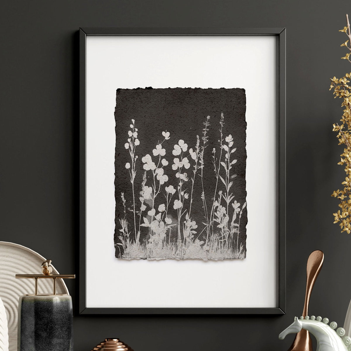 Brown Wall Art Rustic Botanical Wildflowers & Blossom Tree Prints | Set of 3