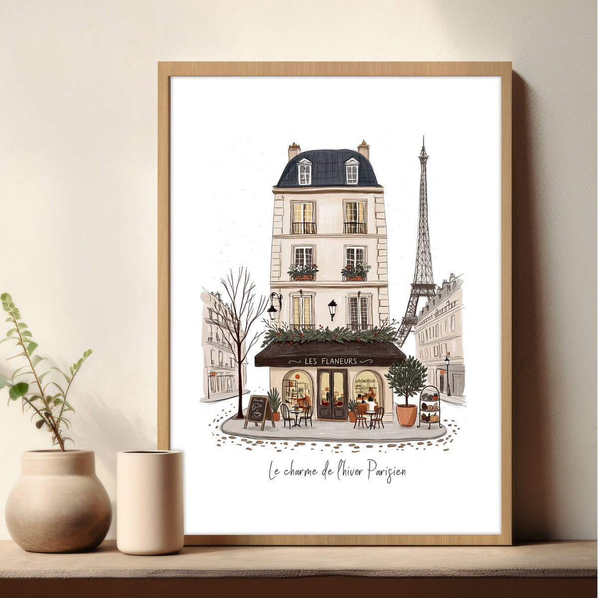 Paris Street Scene wallart | "Le charme de l'hiver Parisien" Travel Wall Art Prints | Set of 3