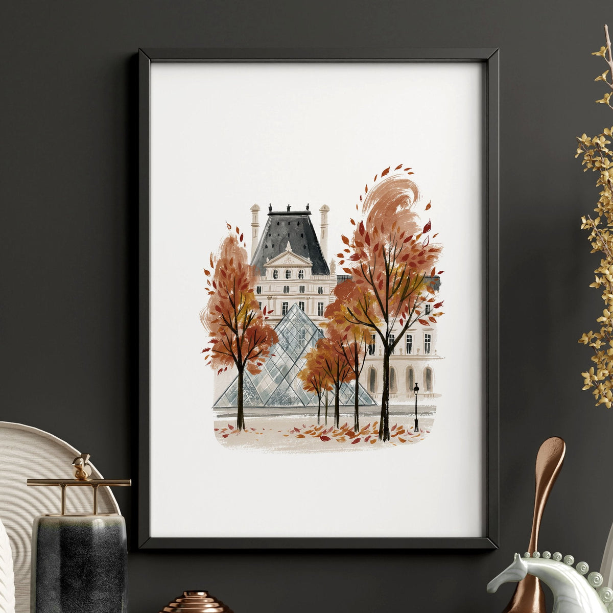 Paris Travel Wall Art Pieces | "Paris sous un ciel d'hiver" Illustrated Street Scenes | Set of 3