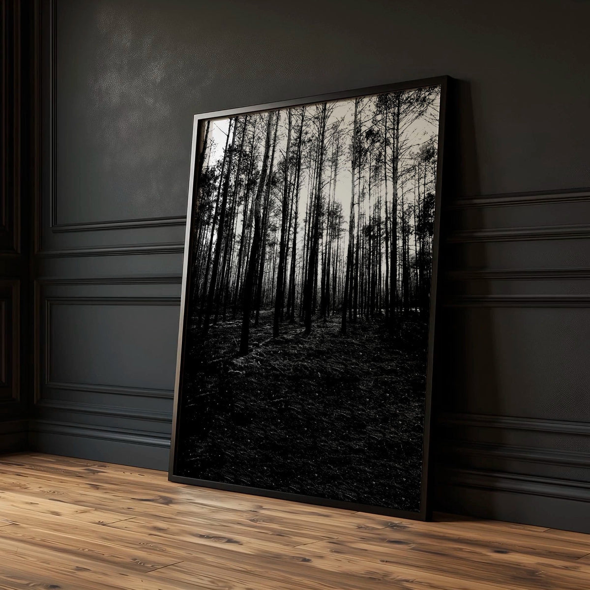 Black White Canvas Prints Forest & Winter Nature Photography Wall Art | Set of 3