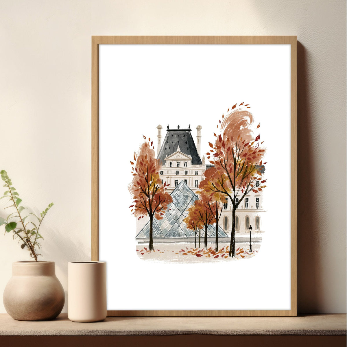 3 Pictures on Wall Autumn Paris Eiffel Tower & Louvre Travel Art Prints | "Une Pause à la Parisienne" | Set of 3