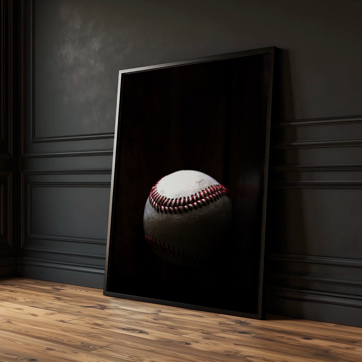 Vintage Art Prints Worn Baseballs Black White Red Photography | Set of 2