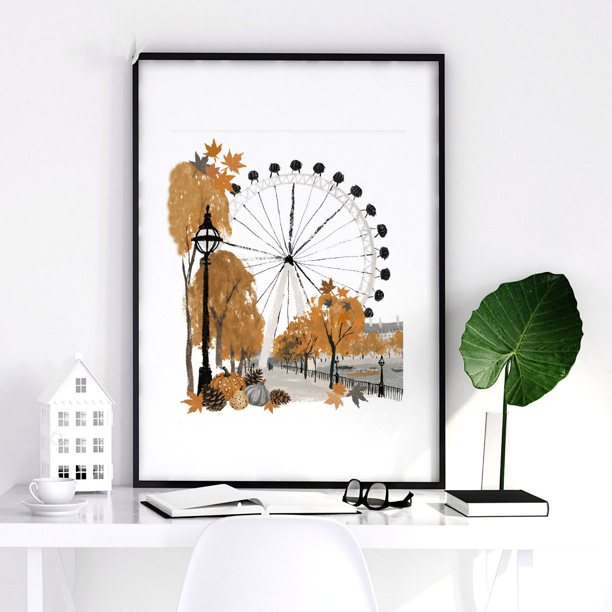 Work Office Wall Decor "An Autumn Day in London" Travel Art Prints | Set of 3
