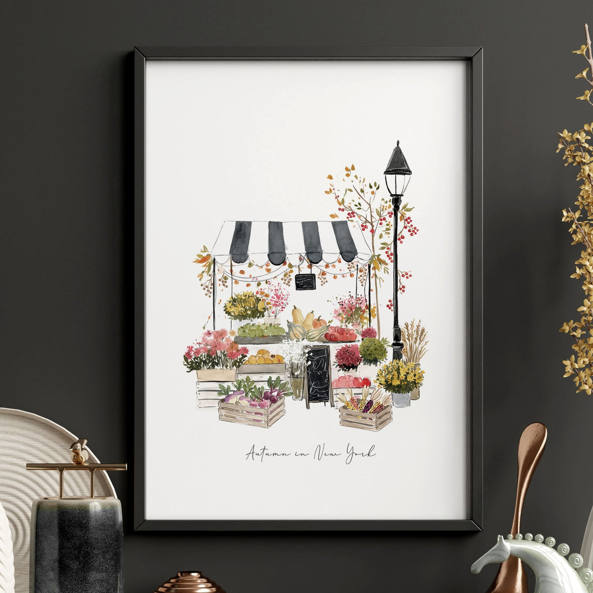 Hallway Wall Art Ideas New York Autumn Watercolour Travel Prints | "Autumn in New York" | Set of 3