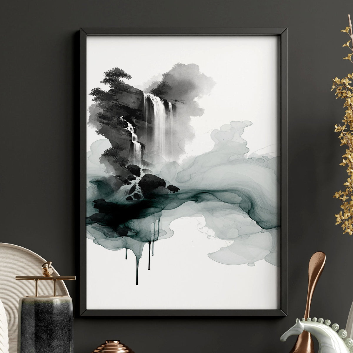 Paintings Japanese Art Ink Wash Landscape Wall Art Prints | Set of 3