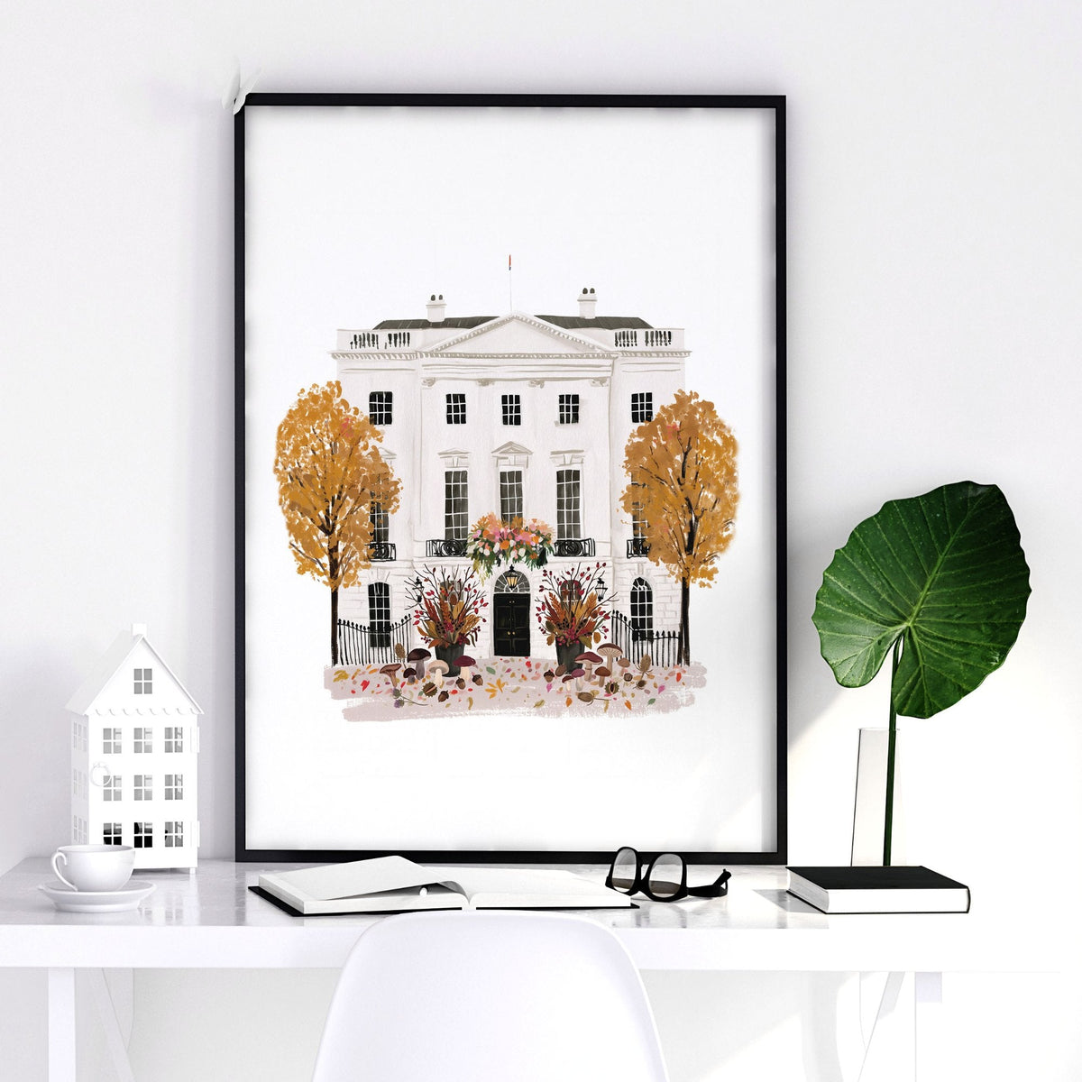 Travel Room Decor London Autumn Watercolour Wall Art Prints | "An Autumn Day in London" | Set of 3