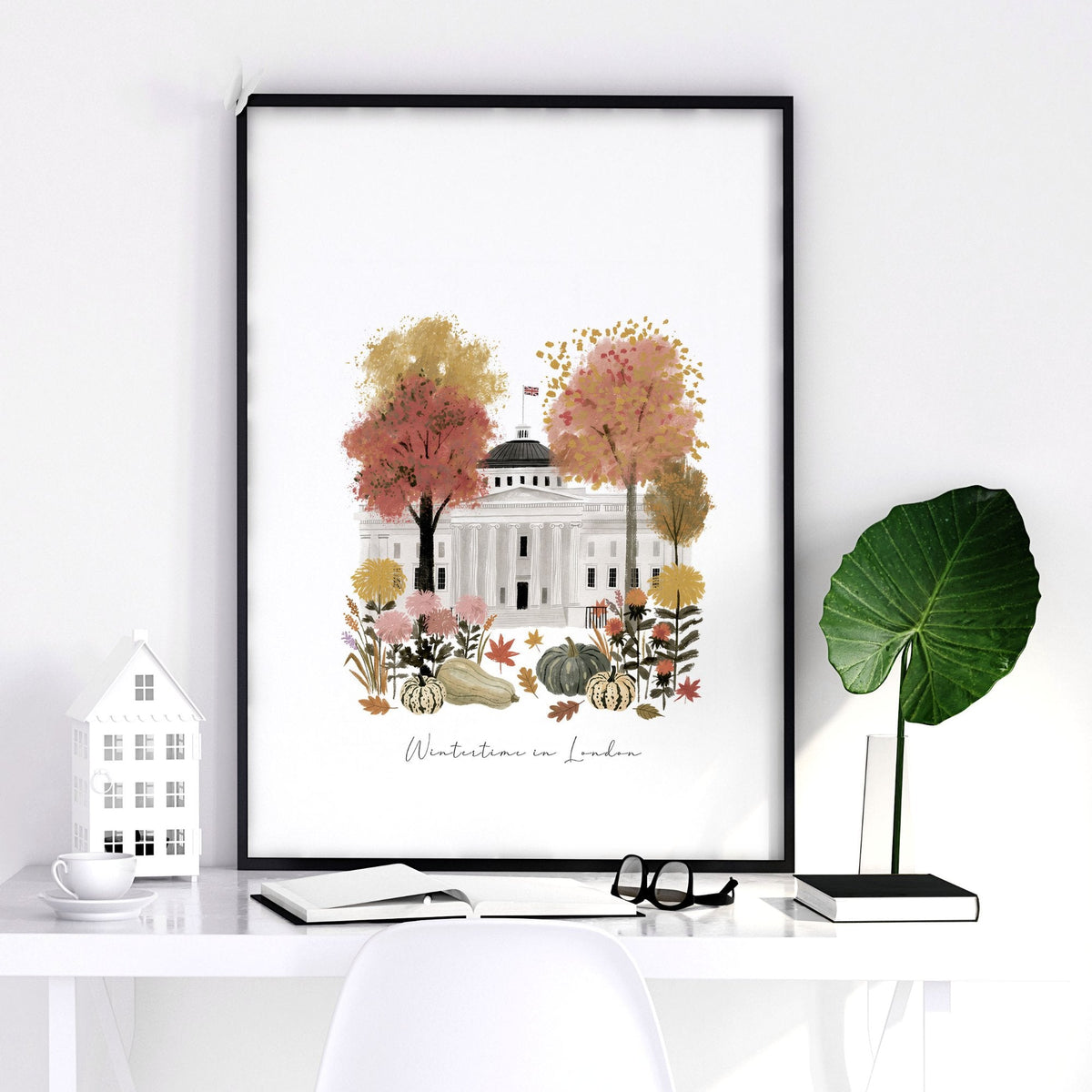 Canvas for Hallway London Travel Wall Art Prints | "Wintertime in London" Covent Garden Set of 3
