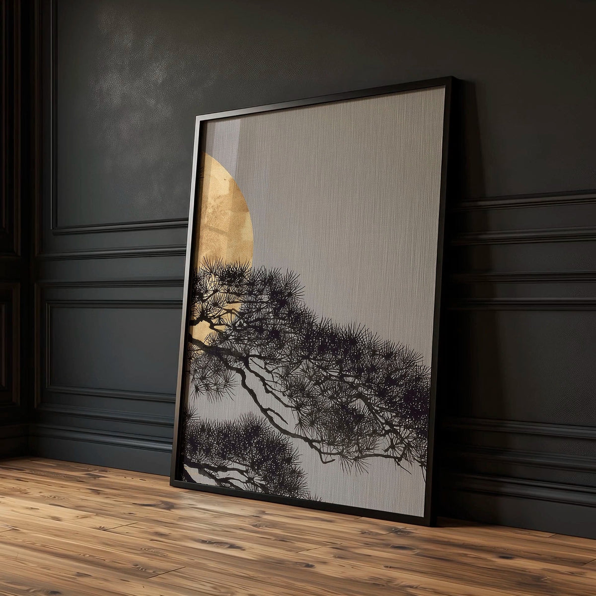 Posters of Japan Japanese Pine Tree & Moon Wall Art Prints | Set of 3