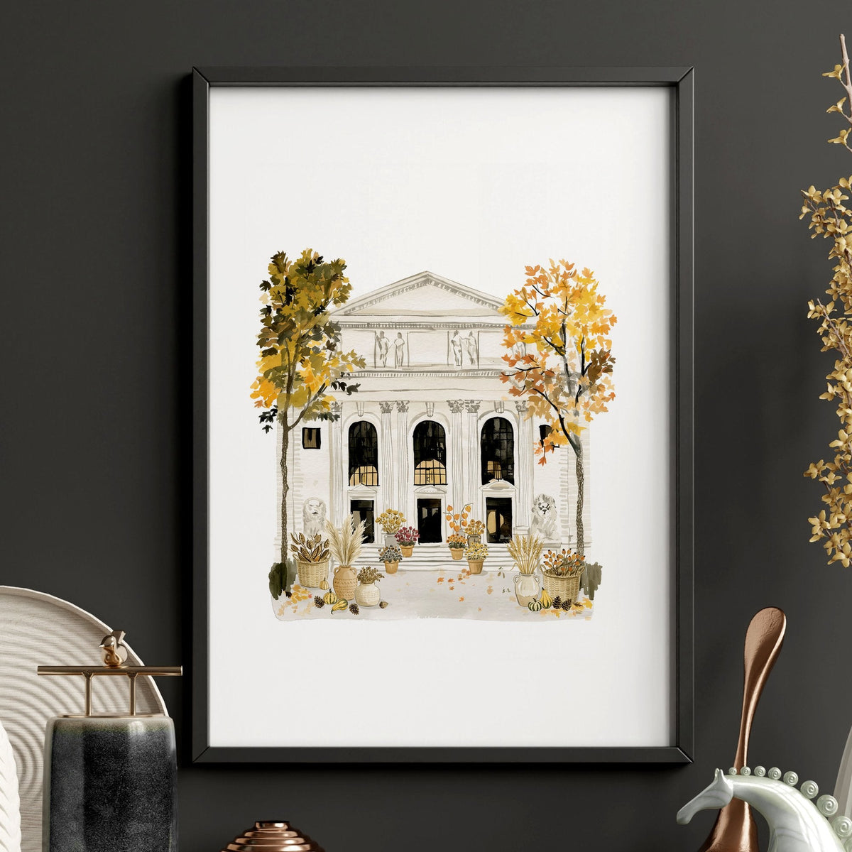 Large Office Wall Art "Autumn in New York" NYC Watercolour Travel Prints | Set of 3
