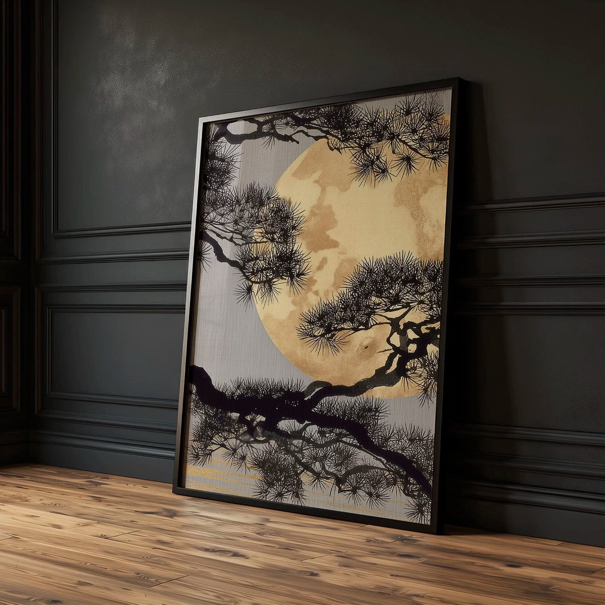 Posters of Japan Japanese Pine Tree & Moon Wall Art Prints | Set of 3