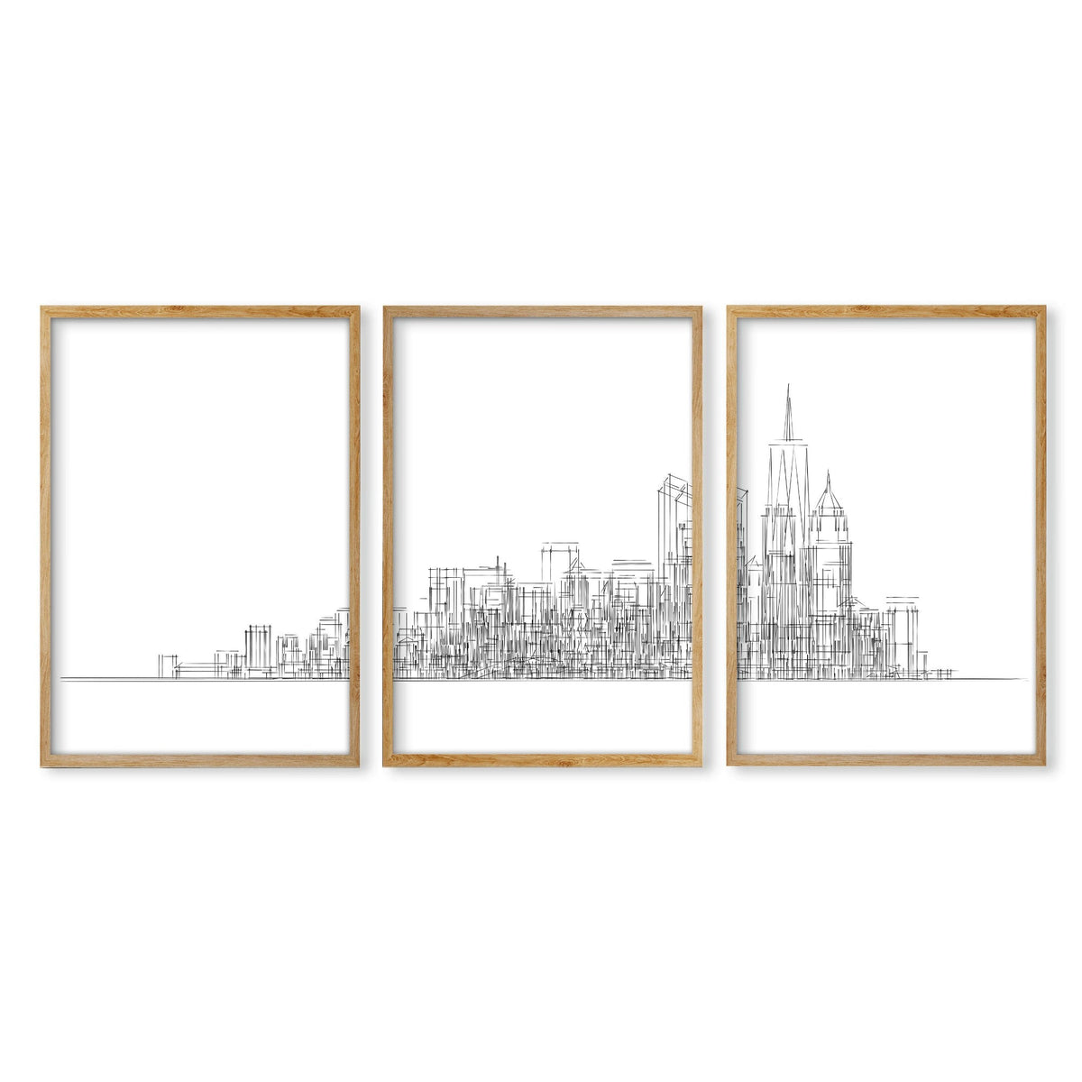 Minimalism Wall Art New York Skyline Line Art Skyscraper Prints | Set of 3