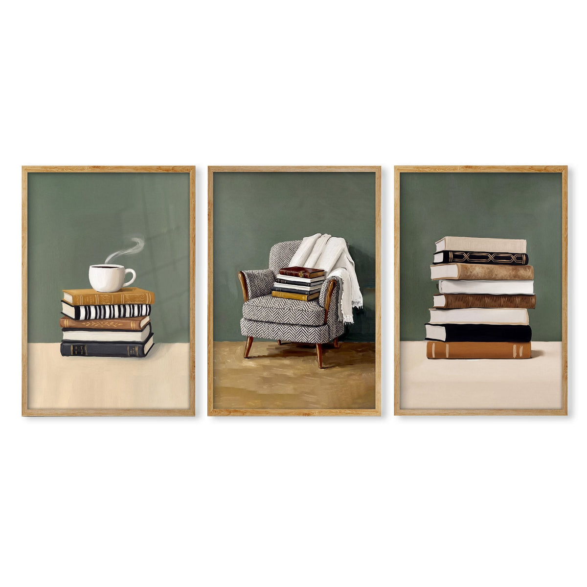 Artwork for the Living Room Bohemian Books & Reading Nook Wall Art Prints | Set of 3