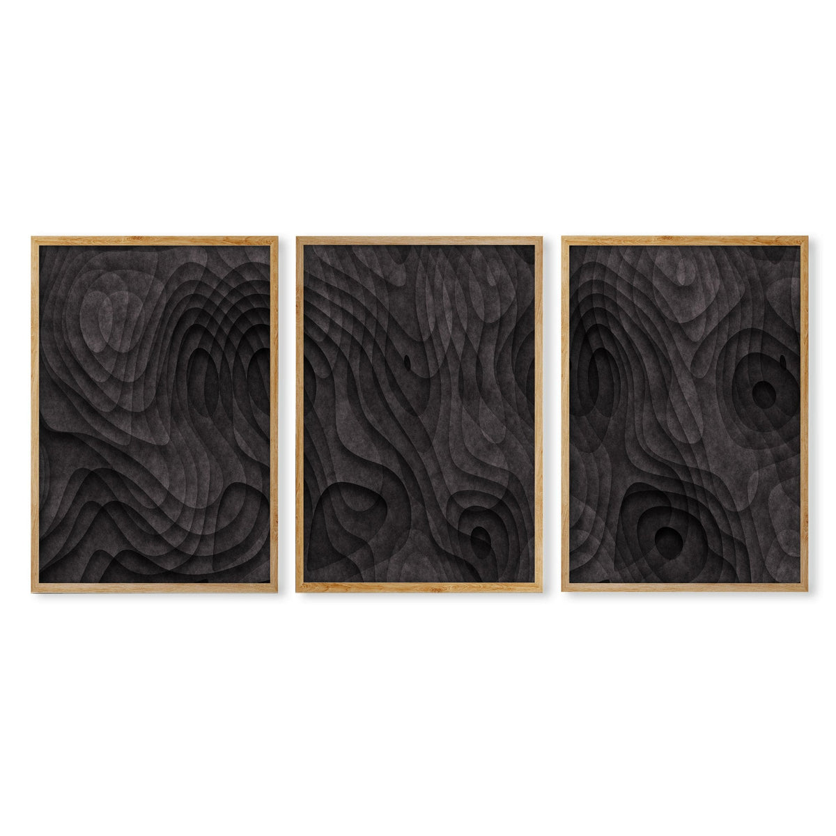 Picture for Living Room Dark Topographic Abstract Brown Texture Wall Art Prints | Set of 3