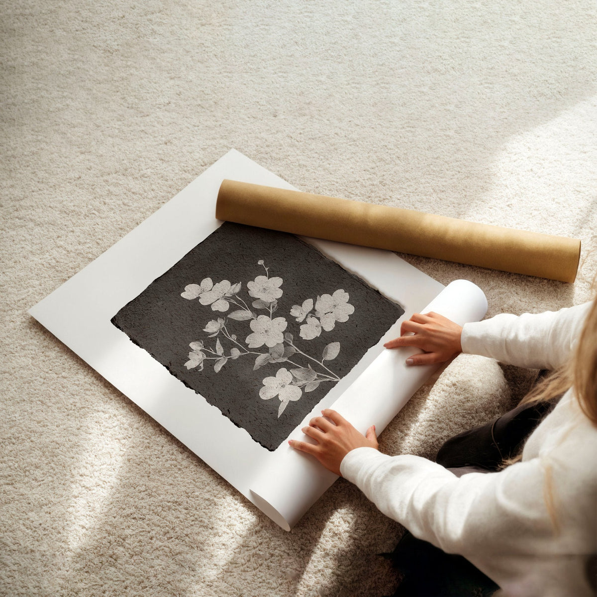 Brown Wall Art Rustic Botanical Wildflowers & Blossom Tree Prints | Set of 3