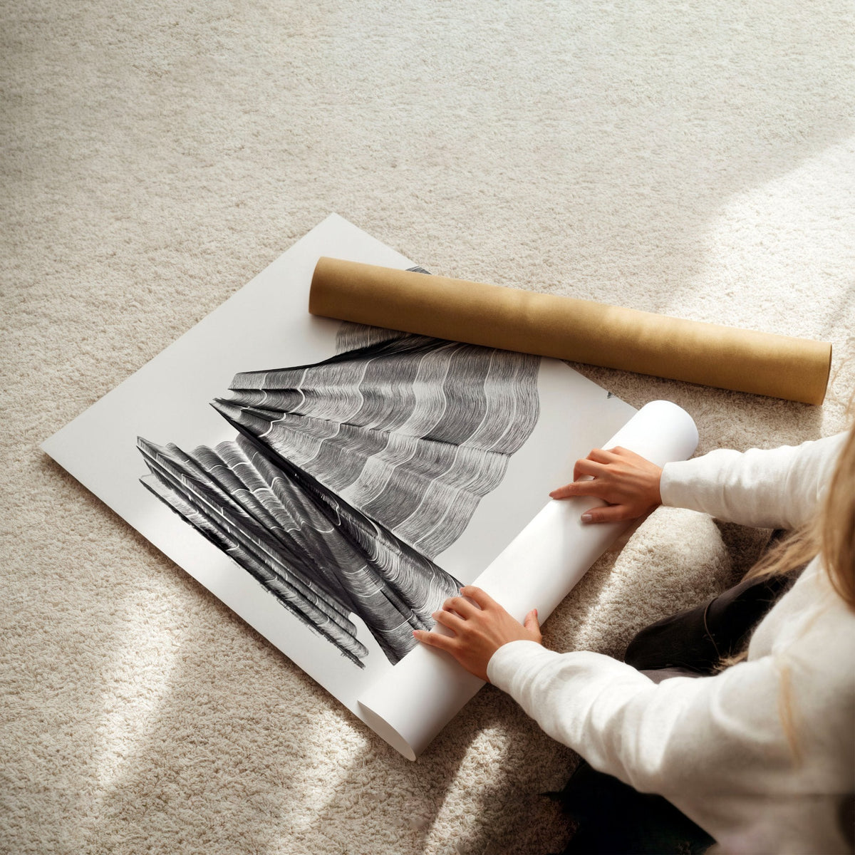 Abstract Art Painting Charcoal Flowing Forms Wall Art Prints | Set of 3