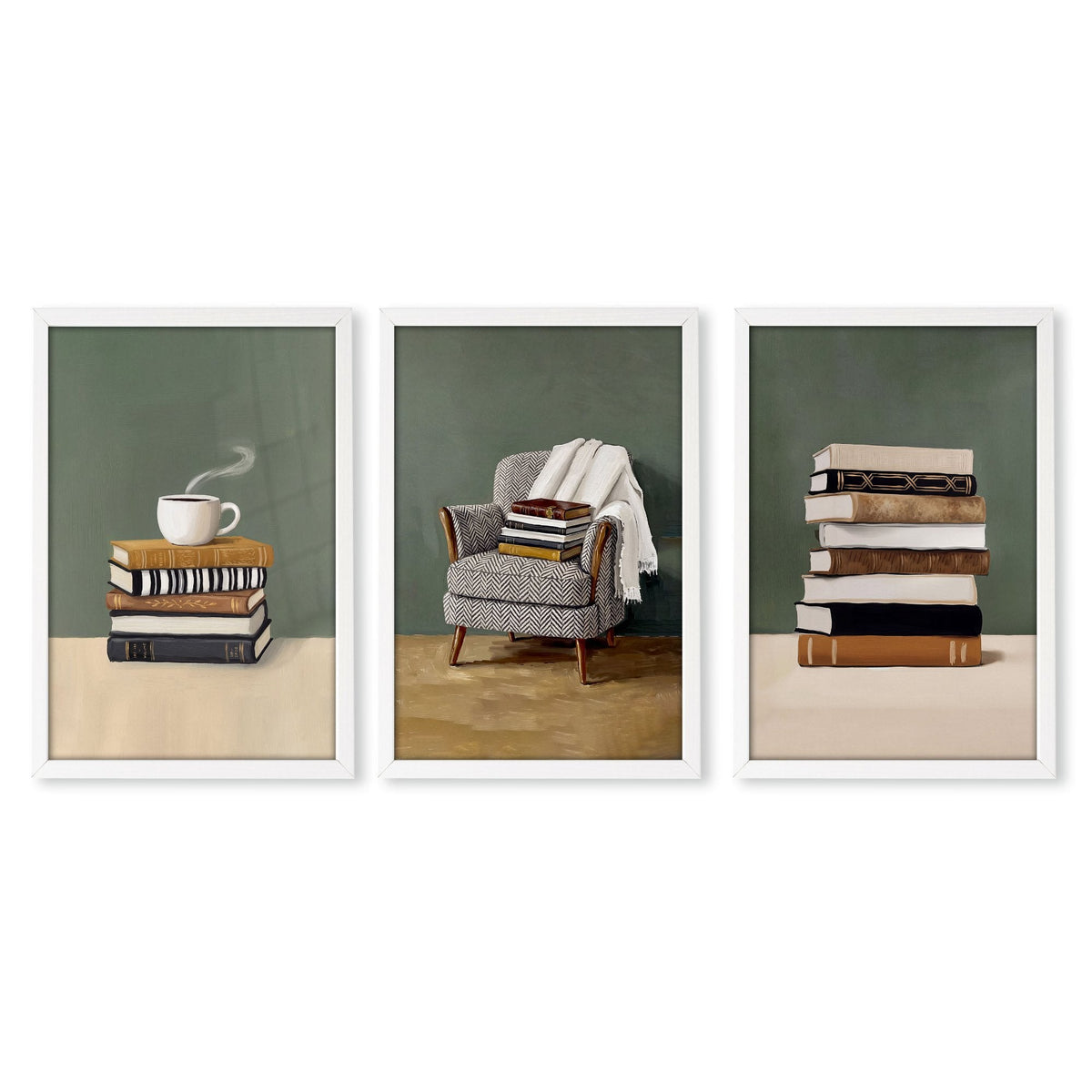 Artwork for the Living Room Bohemian Books & Reading Nook Wall Art Prints | Set of 3