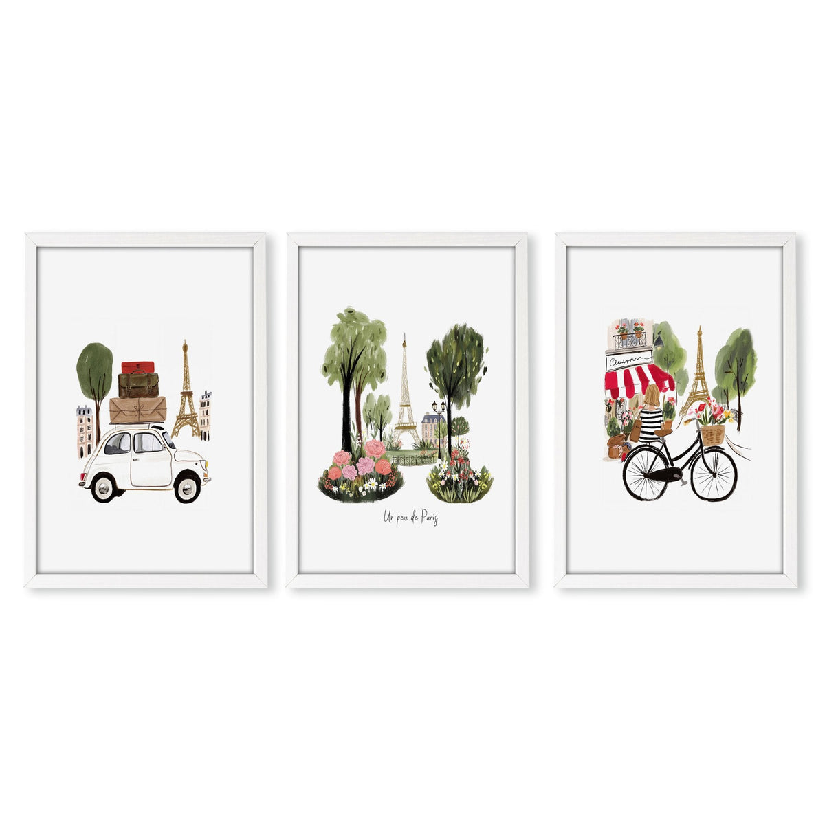 Paris Wall Art Decor "Un peu de Paris" Eiffel Tower Travel Prints | Set of 3