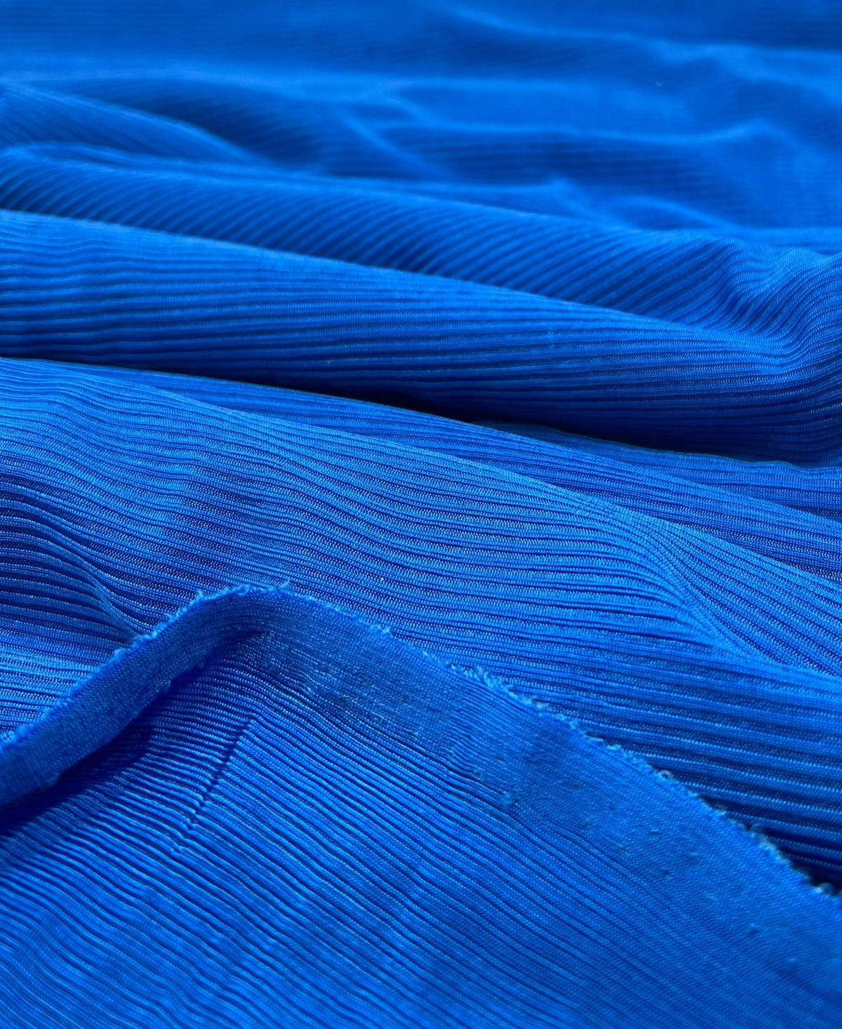 Shiny Blue 2X1 Fine Rib Stretch Fabric
