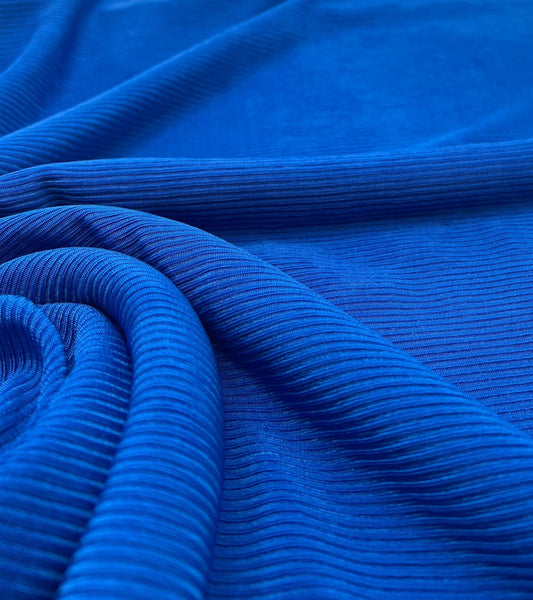 Shiny Blue 2X1 Fine Rib Stretch Fabric