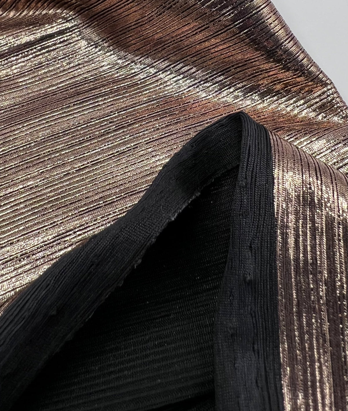 Shiny Bronze Metallic Foil Rib Fabric